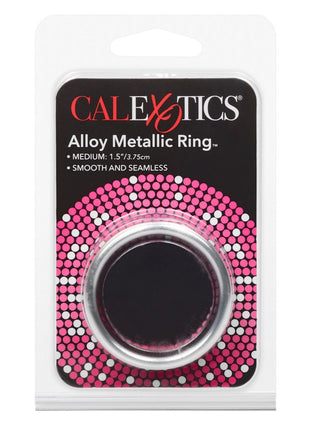 Alloy Metallic Cock Ring - Metal/Silver - Medium - 1.5in