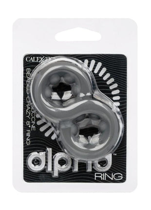 Alpha Liquid Silicone Beaded Crazy 8 Cock Ring - Gray/Grey