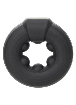 Alpha Liquid Silicone Beaded Optimum Cock Ring - Black