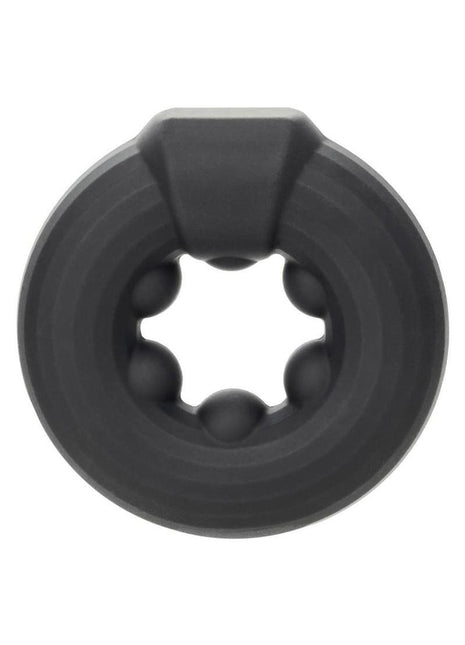 Alpha Liquid Silicone Beaded Optimum Cock Ring - Black