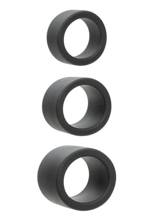 Alpha Liquid Silicone Cock Ring Endurance - Black - 3 Piece/Set