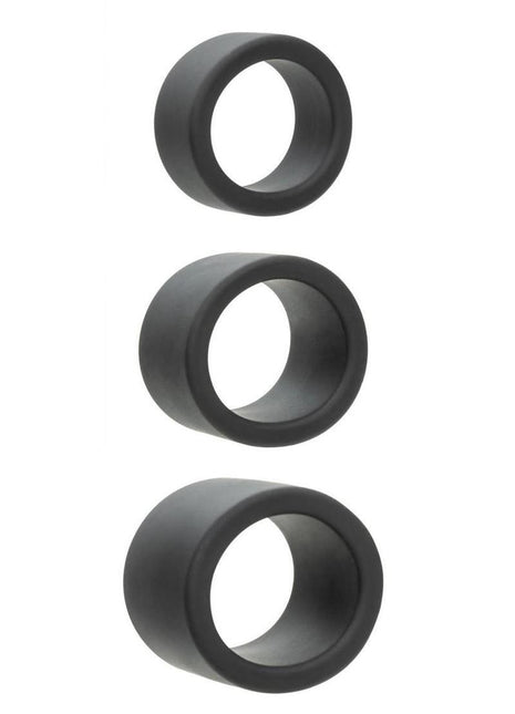 Alpha Liquid Silicone Cock Ring Endurance - Black - 3 Piece/Set