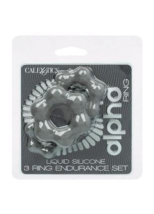 Alpha Liquid Silicone Cock Ring Endurance - Gray/Grey - 3 Piece/Set