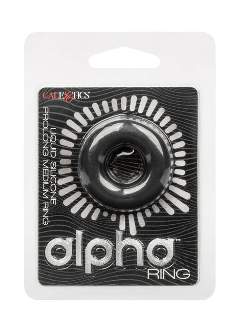 Alpha Liquid Silicone Prolong Cock Ring - Black - Medium