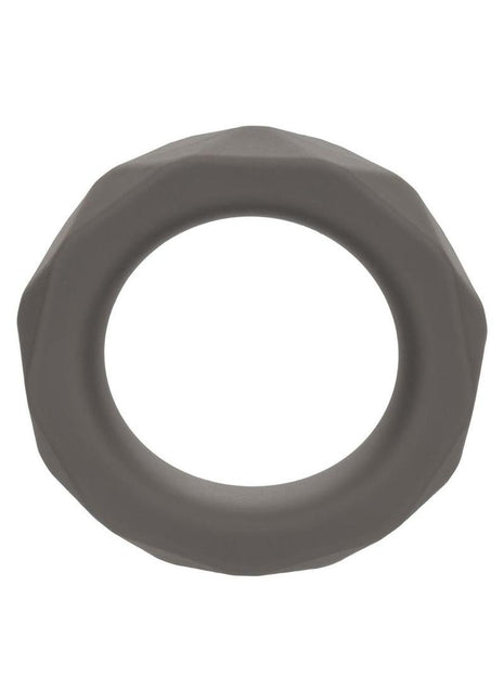 Alpha Liquid Silicone Prolong Presmatic Cock Ring - Gray/Grey