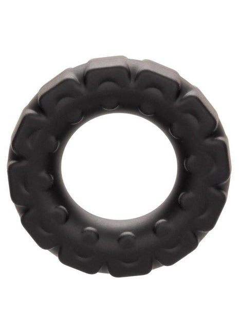 Alpha Liquid Silicone Prolong Tread Cock Ring - Black