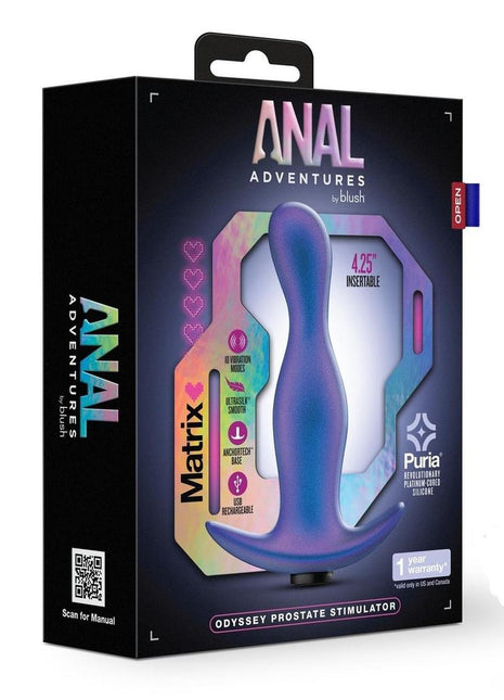 Anal Adventures Matrix Odyssey Prostate Silicone Rechargeable Stimulator - Space Age - Blue