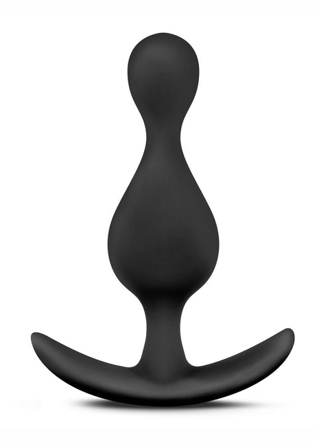 Anal Adventures Platinum Wave Silicone Butt Plug - Black