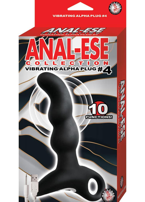 Anal-Ese Collection Rechargeable Vibrating Silicone Alpha Plug #4 - Black