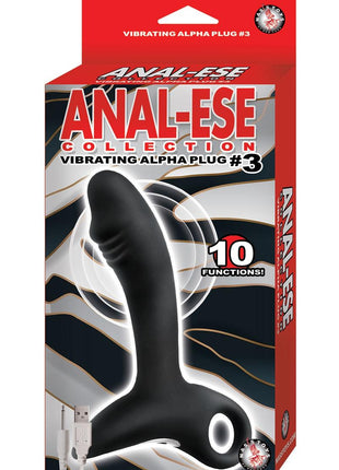 Anal-Ese Collection Rechargeable Vibrating Silicone Alpha Plug #3 - Black