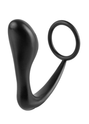 Anal Fantasy Collection Ass-Gasm Cock Ring Plug - Black - 4in