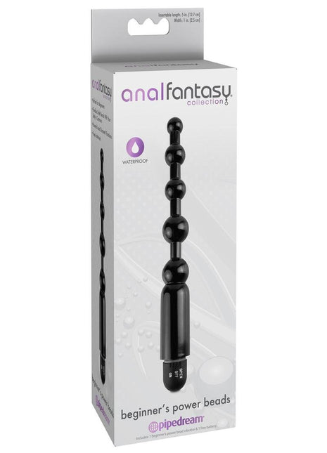 Anal Fantasy Collection Beginner's Power Beads Waterproof - Black - 5in