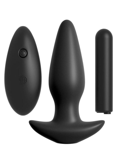 Anal Fantasy Collection Remote Control Silicone Plug Waterproof - Black - 4in