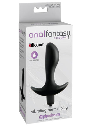 Anal Fantasy Collection Vibrating Perfect Silicone Plug Waterproof - Black - 3.5in