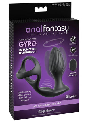 Anal Fantasy Elite Ass-Gasm Gyro-Milk Pro with Remote Control - Black