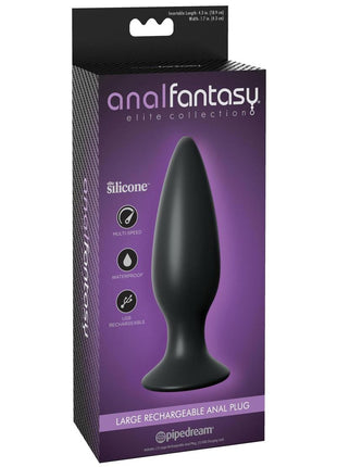 Anal Fantasy Elite Silicone Rechargeable Plug Waterproof - Black - Large