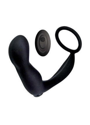 Ass-Sation Remote Controlled Contoured Rechargeable Silicone Anal Plug - Black