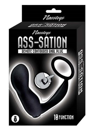 Ass-Sation Remote Controlled Contoured Rechargeable Silicone Anal Plug - Black