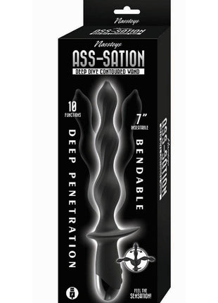 Ass-Sation Deep Dive Contoured Wand Rechargeable Silicone Anal Probe - Black