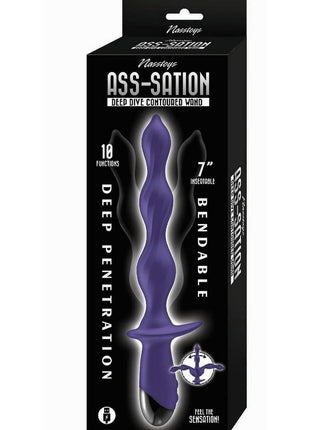 Ass-Sation Deep Dive Contoured Wand Rechargeable Silicone Anal Probe - Purple
