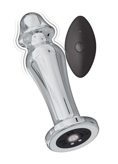 Ass-Sation Remote Control Rechargeable Vibrating Metal Anal Lover - Metal/Silver