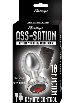 Ass-Sation Remote Control Rechargeable Vibrating Metal Anal Plug - Metal/Silver