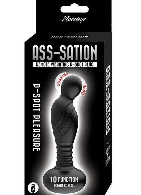 Ass-Sation Remote Vibrating Rechargeable Silicone P-Spot Plug - Black