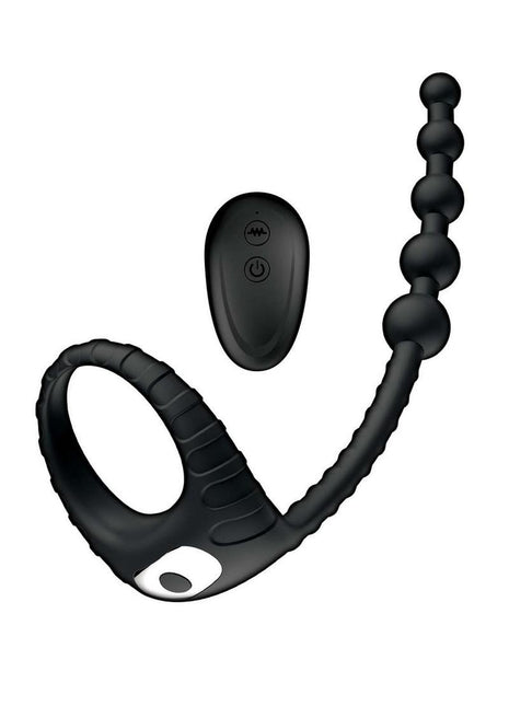 Atomic Dual Delight Rechargeable Silicone C-Ring and Anal Beads - Black