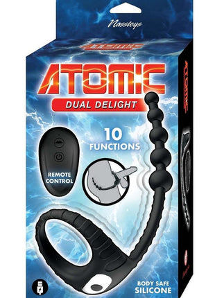 Atomic Dual Delight Rechargeable Silicone C-Ring and Anal Beads - Black