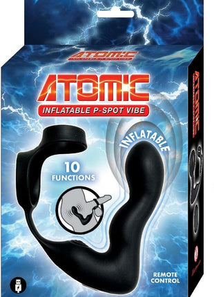 Atomic Inflatable P-Spot Rechargeable Silicone Vibrator with Remote - Black