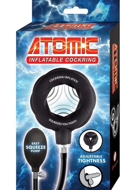 Atomic Inflatable Silicone Cock Ring - Black