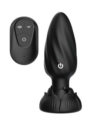 Atomic Rotating Vibrating Rechargeable Silicone Plug with Remote Control - Black