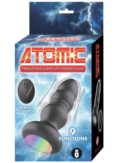 Atomic Thrusting Light-Up Rechargeable Silicone Power Plug - Black