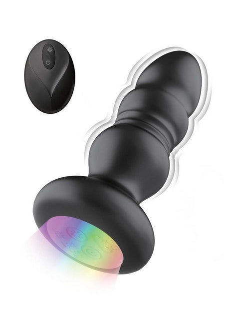 Atomic Thrusting Light-Up Rechargeable Silicone Power Plug - Black
