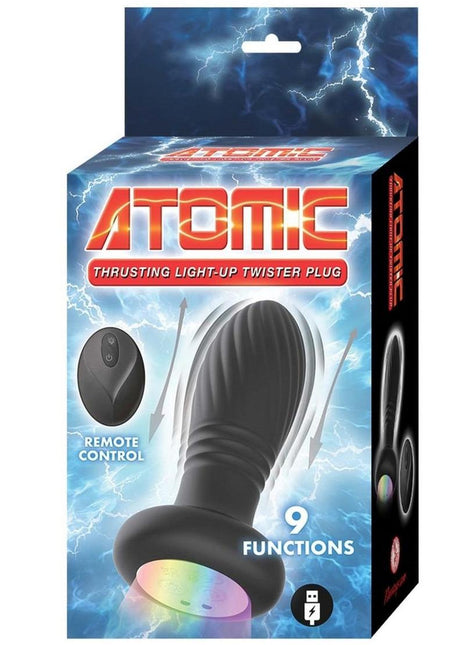 Atomic Thrusting Light-Up Twister Rechargeable Silicone Plug - Black