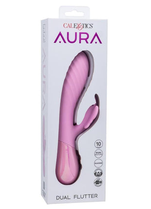 Aura Dual Flutter Rechargeable Silicone Rabbit Vibrator - Pink