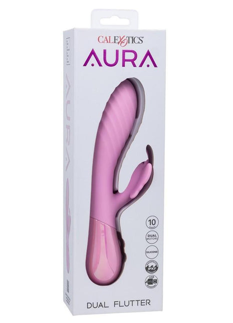 Aura Dual Flutter Rechargeable Silicone Rabbit Vibrator - Pink