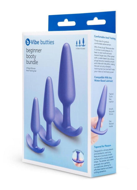 B-Vibe Butties Beginner Booty Bundle Silicone Anal Plug - Blue - 3 Piece/Set