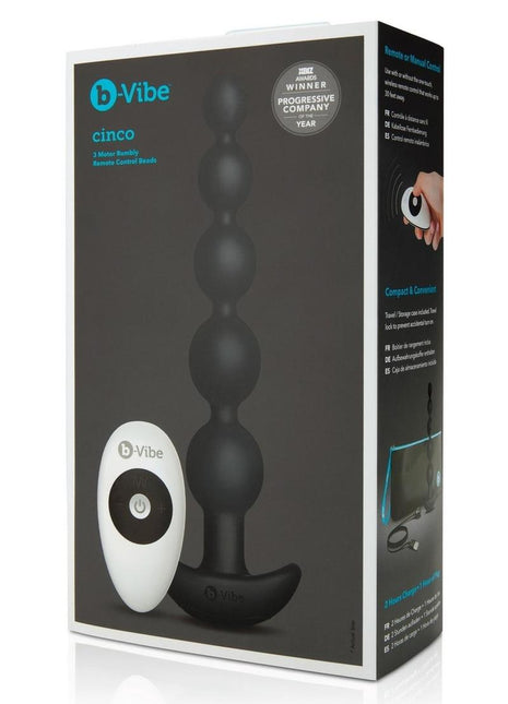 B-Vibe Cinco Rechargeable Silicone Anal Beads - Black