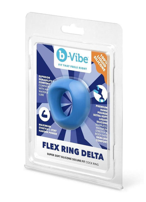 B-Vibe Flex Ring Delta Silicone Cock Ring - Blue