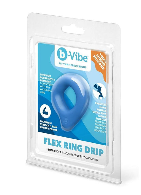 B-Vibe Flex Ring Drip Silicone Cock Ring - Blue