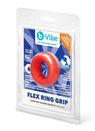 B-Vibe Flex Ring Grip Silicone Cock Ring - Red