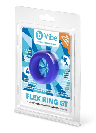 B-Vibe Flex Ring Gt Silicone Cock Ring - Blue - 32mm