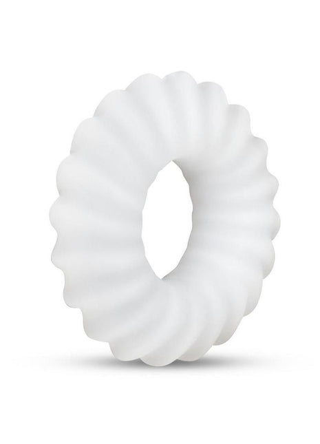 B-Vibe Flex Ring Ripple Silicone Cock Ring - White