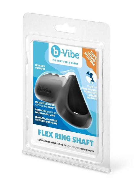 B-Vibe Flex Ring Shaft Silicone Cock Ring and Ball Stretcher - Black