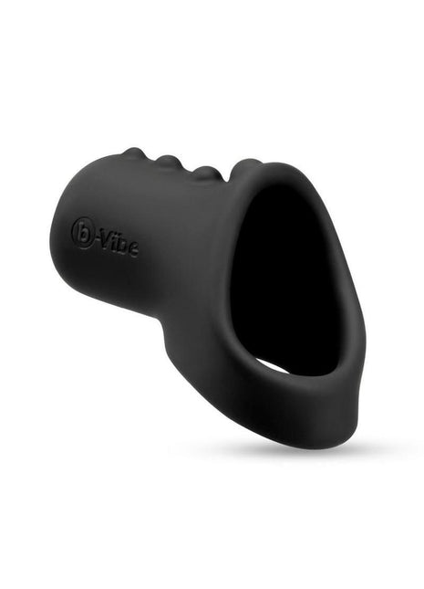 B-Vibe Flex Ring Shaft Silicone Cock Ring and Ball Stretcher - Black