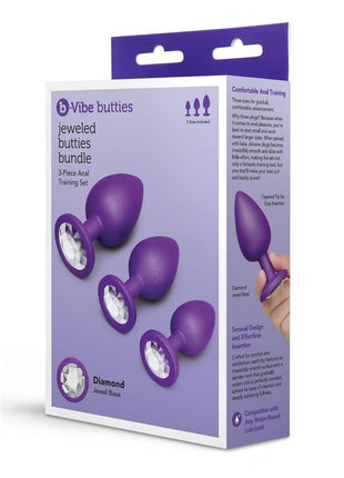 B-Vibe Jewel Butties Bundle Silicone Anal Plug - Purple - 3 Piece/Set