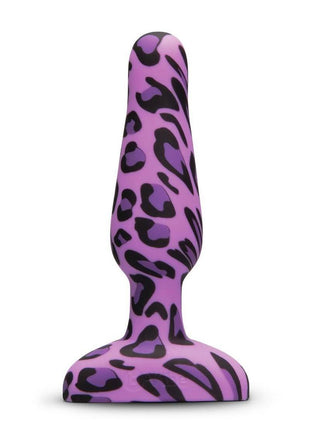 B-Vibe Novice Plug Rechargeable Silicone Anal Plug with Remote Control - Animal Print/Leopard/Purple