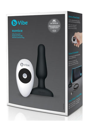 B-Vibe Novice Plug Rechargeable Silicone Anal Plug with Remote Control - Black