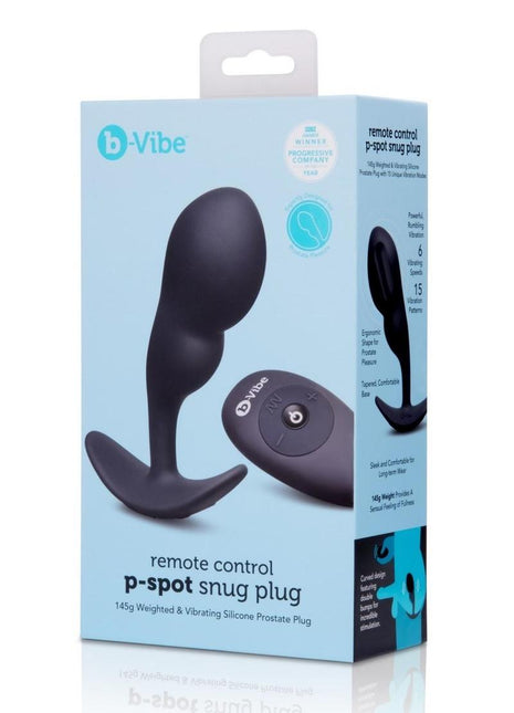 B-Vibe Remote Control P-Spot Rechargeable Silicone Snug Plug 145g - Black